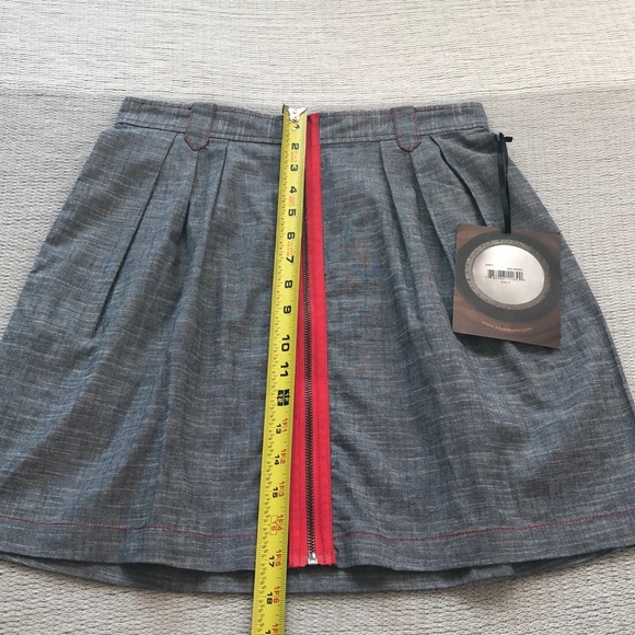 Jack BB Dakota front zip flare chambray skirt NWT size 6 A25 - Picture 6 of 8